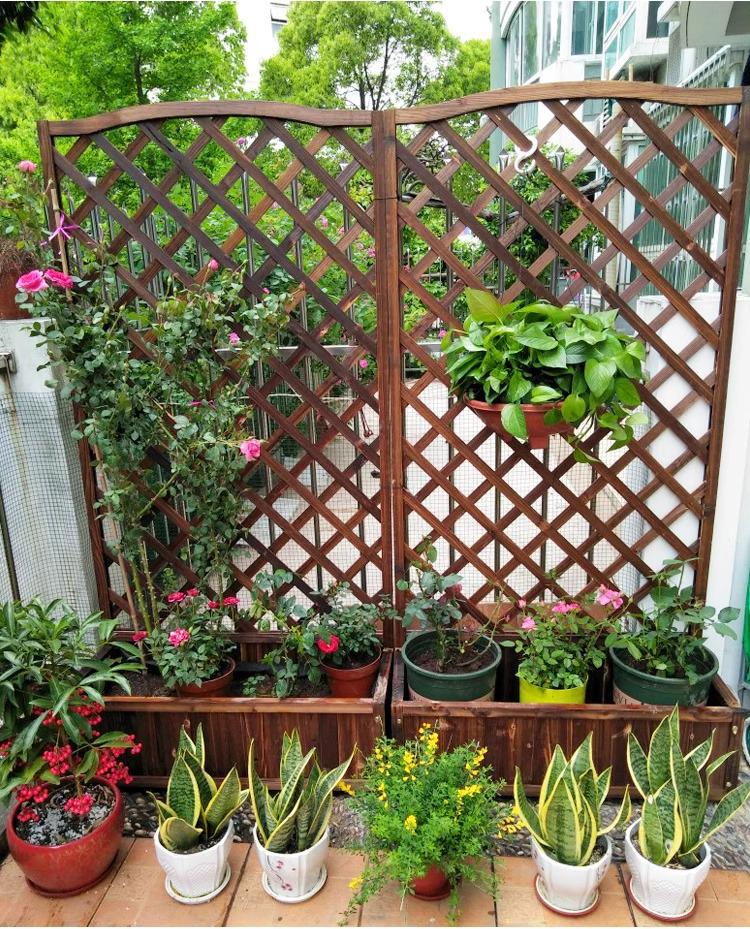 Anti-corrosion Wooden Trellis & Planter Box for Balcony Gardens