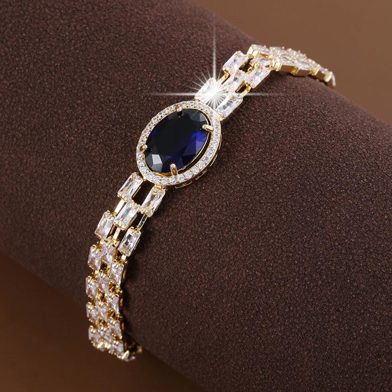 High-End Exquisite Zirconia Egg-Shaped Luxury Bracelet - Versatile Pure Copper Women's Fashion Accessory