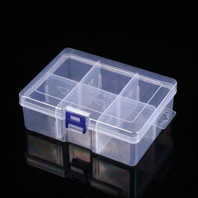 Großer transparenter 6-Fächer-Organizer für Angelzubehör, Schmuck und Werkzeuge