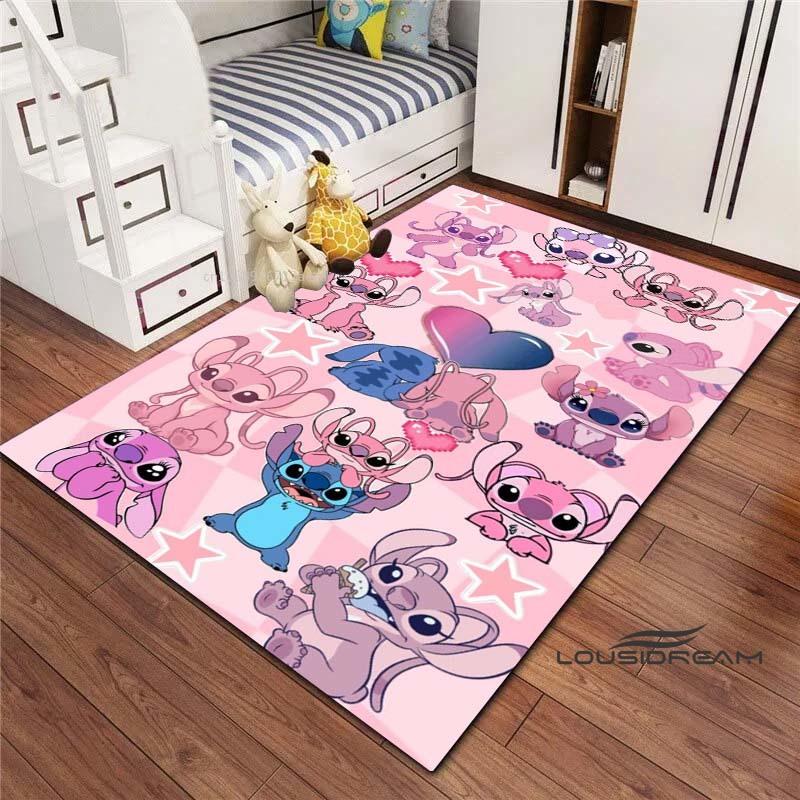 Tappeto Lilo & Stitch con Stampa Cartone Animato – Tappetino per Camera da Letto e Soggiorno / Tappeto Decorativo per Casa Antiscivolo di Grandi Dimensioni