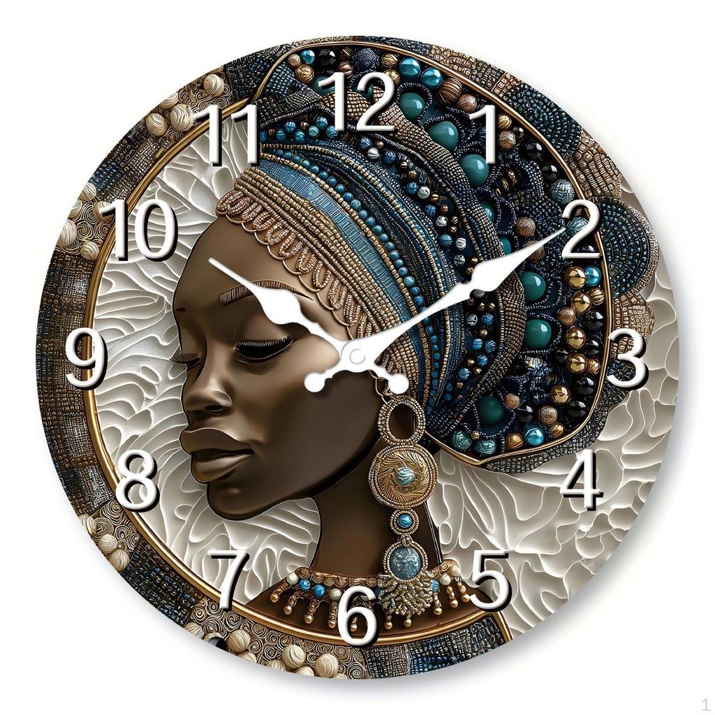 Wood Grain Wall Clock Decorative Vintage Powered Home Decor Floral