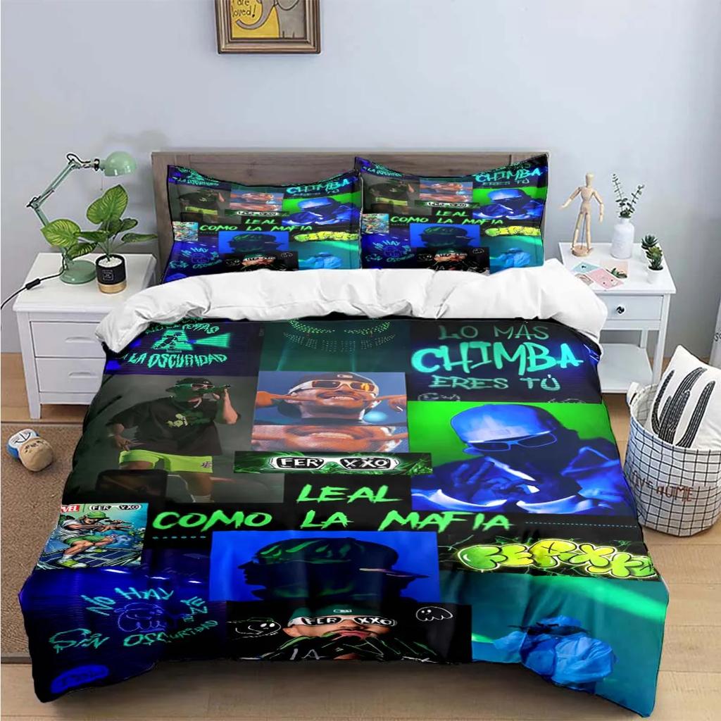 Fashion Pop Singer Ferxxo Feid Print Bedding Sets Bed Supplies Set Duvet Cover Bed Comforter Set Bedding Set Luxury Birthdaygift