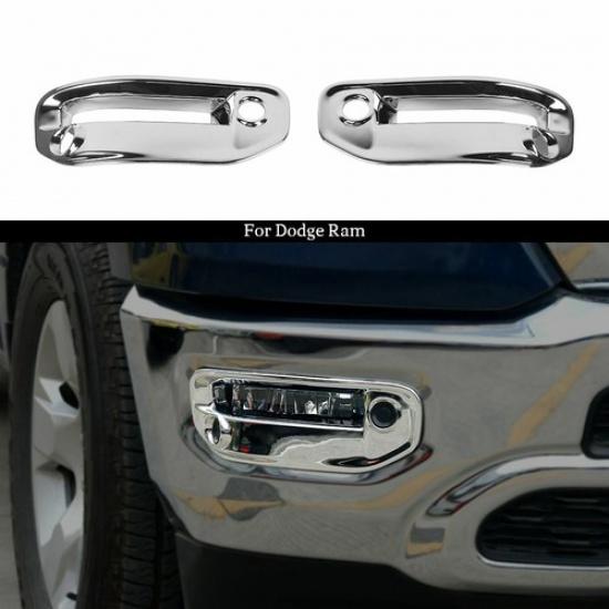 Chrome Front Fog Light Cover Lamp Frame Trim Accessories For Dodge RAM 1500 18+