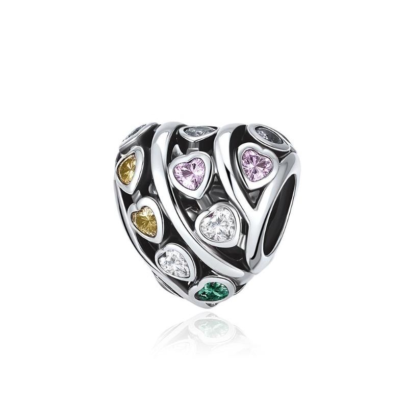 New Hollowed Out Heart-Shaped Charm Bead Fits Perfectly With Original Decorative Bracelet Women'S Jewelry Amulet Copper