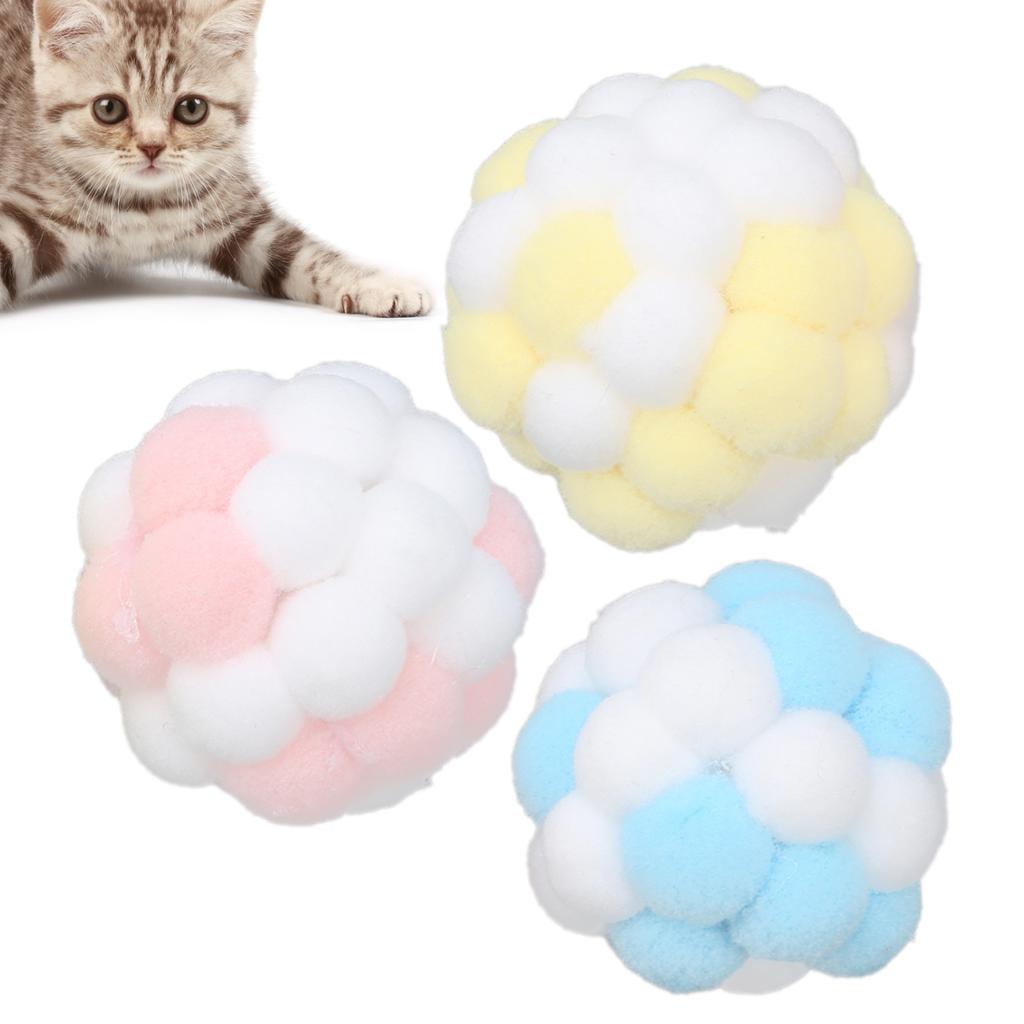 3Pcs Cat Toy HandMade Plush Cat Interactive Bell Ball for Cats Chewing Training