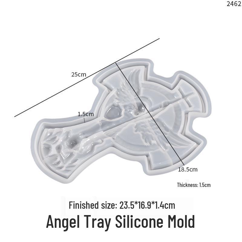 Poppy DIY Silicone Mold for Angel Michael Resin Plaster Hanging Tag and Cross Storage Plate