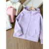 Girls' Simple Hooded Jacket: Solid-Color Spring/Fall Children's Cardigan Sweatshirt