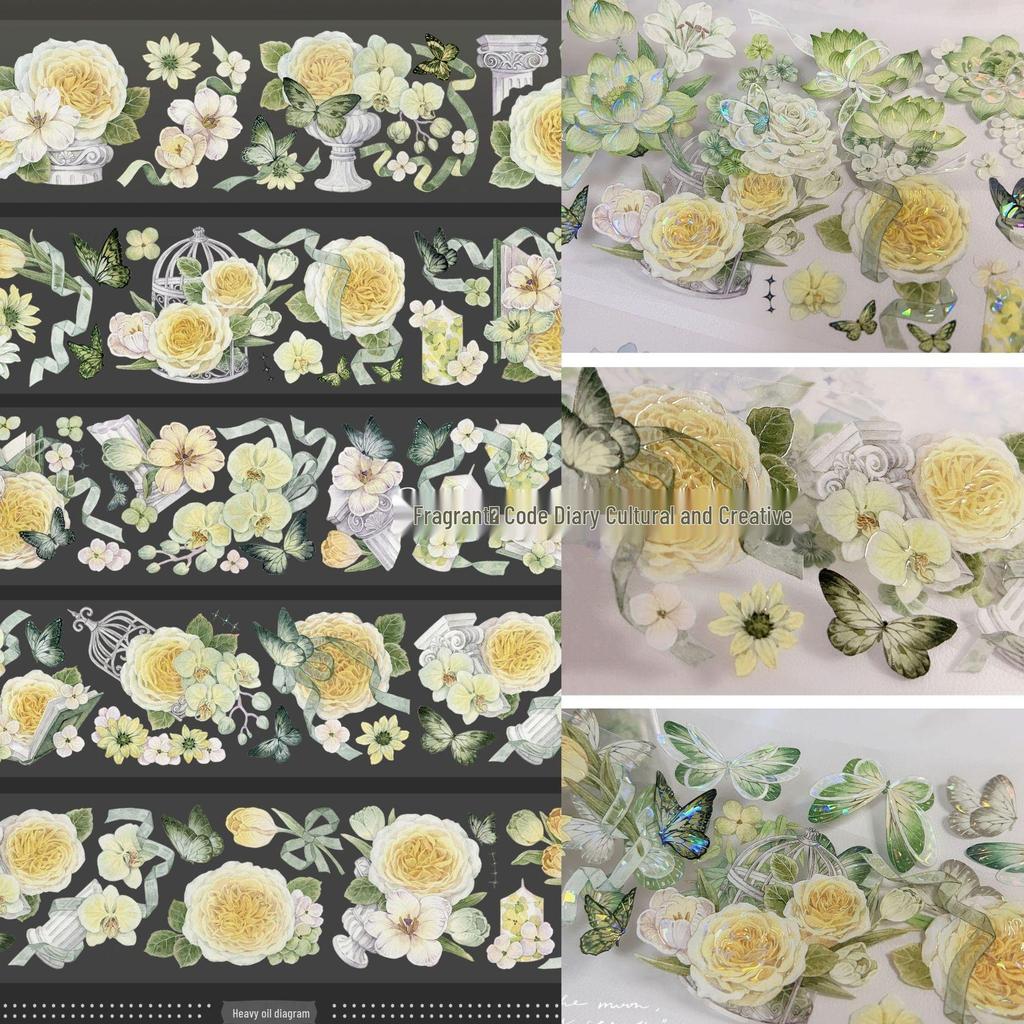 Falling Sunset Tide Washi Tape & Stickers for Journals: Flowing Hemp Ancient Style