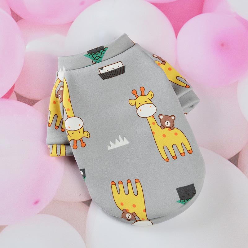 New Cute Cartoon Print Fleece Lined Warm Clothes for Small Dogs and Cats