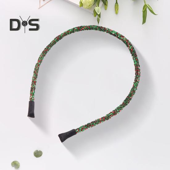 Dámská vlasová obruč Třpytivé flitry Elastická čelenka DIY Třpytivá Ručně vyráběná DIY Vlasová obruč Vánoční doplňky