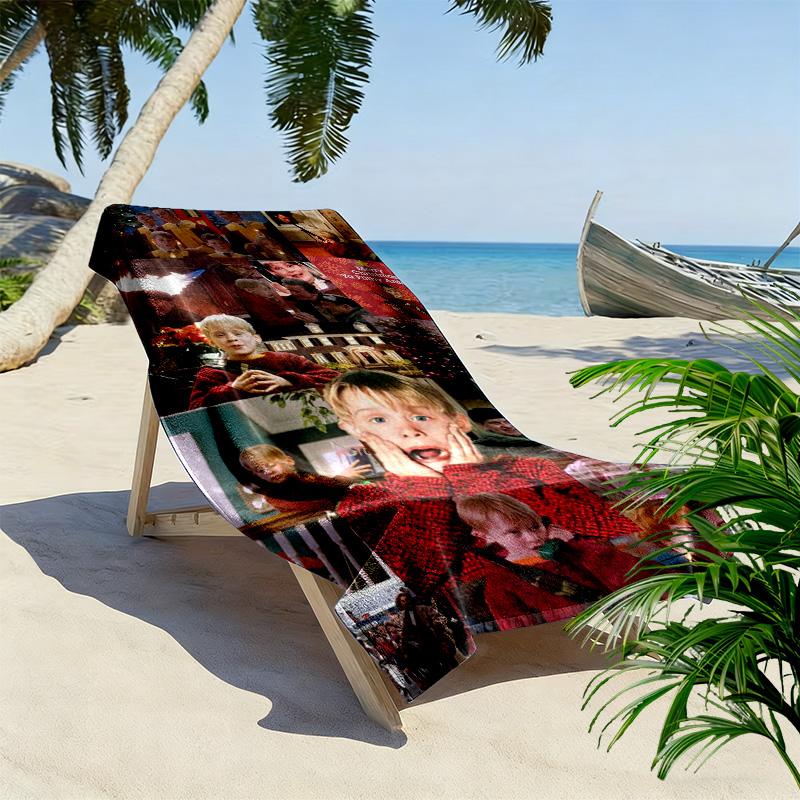 Home Alone Christmas Print Beach Towel, Large Soft Quick Dry Towel for Beach Camping Swimming