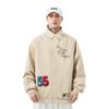 Li Ning Badfive Basketball Serie Buchstaben Zahlen Druck Polo Locker Lässige Jacke Herren Jacke Kieselgrau AFDT883-2