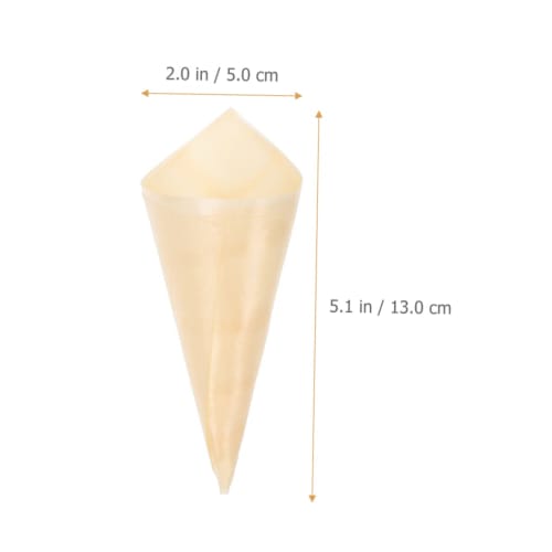 COLLBATH 100 Disposable Wooden Cones for Parties, Stylish Dessert Cups