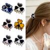 Strong Hold Hair Claw Shark Claw, Built-in High Elastic Spring Clip, Clover Shape Accessory Back Head Portable for Daily Travel Transparent Clip