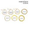 7Pcs/Set Kpop Sunflower Flat Snake Chain Bracelets for Women Trendy CCB Beads Charm Bangles Couple Friends Jewelry Accessories