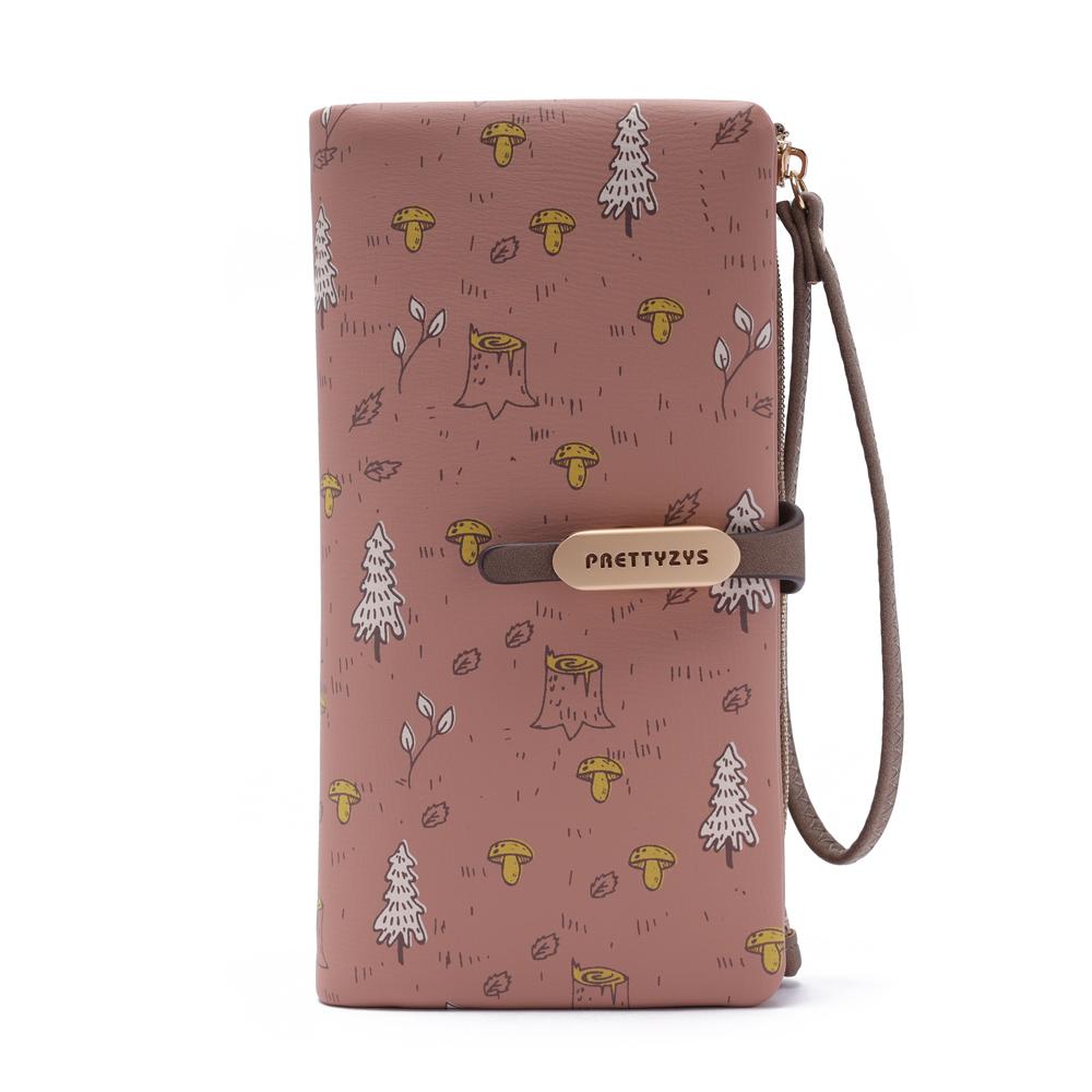 Portafoglio Lungo da Donna Fantasia Alberi Carini Design Foresta Ragazza Portamonete con Zip Signora Porta Documenti Carte di Credito Portafoglio a Busta in Pelle PU Borsa per Soldi