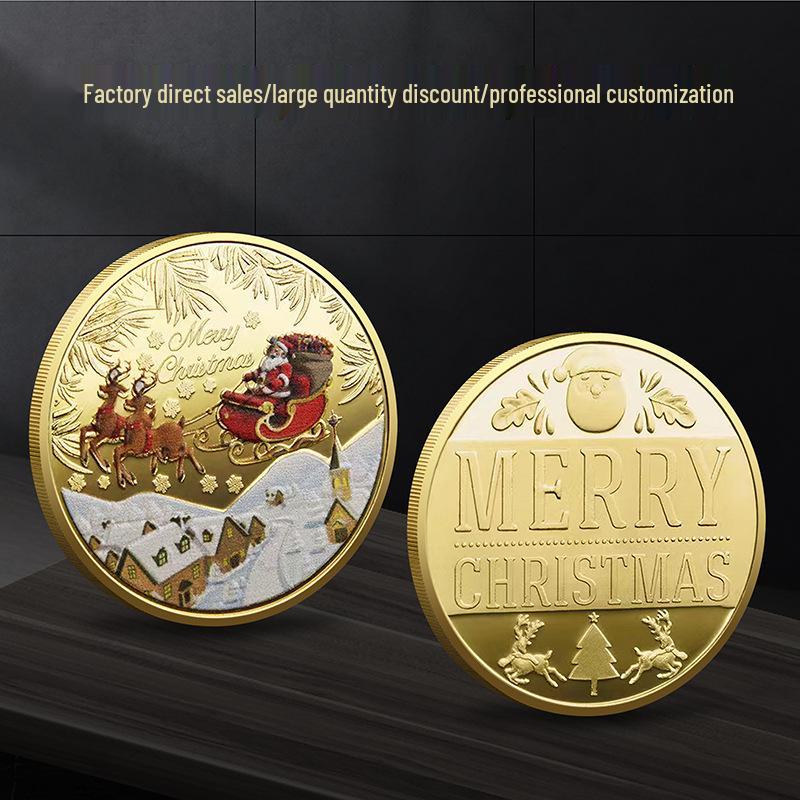 

Santa Christmas Commemorative Gold & Silver Coin Medal - Holiday Craft Gift 40mm*3mm, 31g золотой