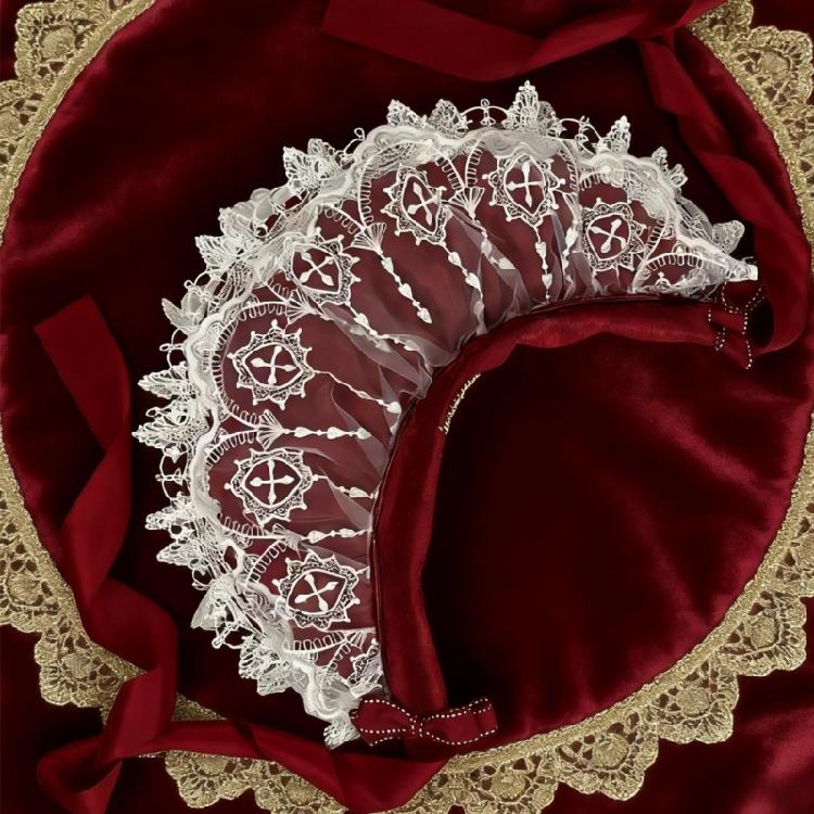 Romance Bonnet Hat Styling Headbands Lace Flower Hairhoop For Women Girl Anime Event Photoshoots And Costume Parties