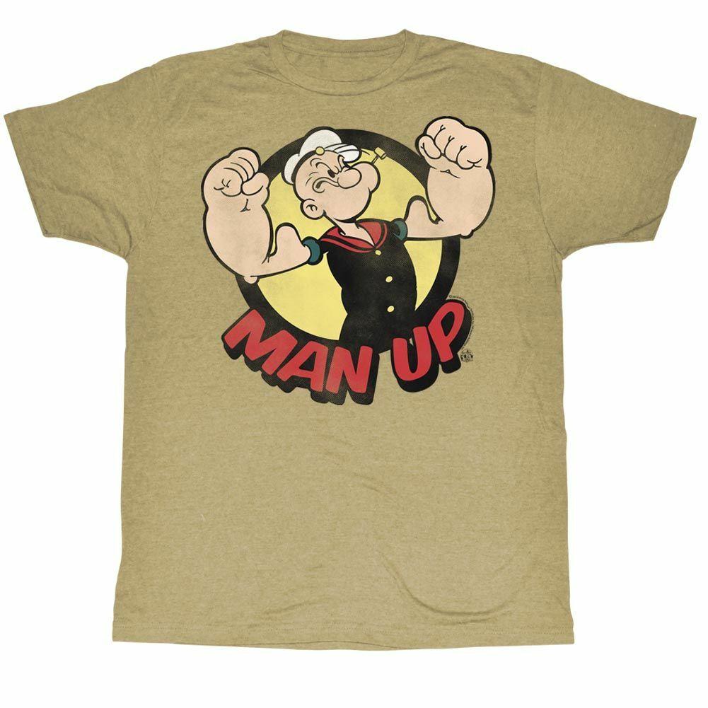 Popeye Man Up Khaki Heather Adult T-Shirt S
