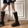 Brown Small Skinny Platform Boots Women's Boots 2025 New Summer Maillard Wind but Knee Boots