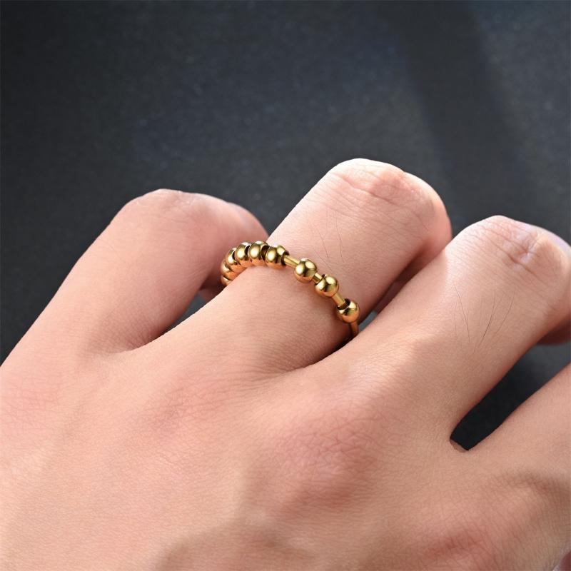 Personality Rotated Bead Ring Anxiety Decompression Finger-Ring Anti Anxiety Ring for Women Men Fidget-Rings Jewelry