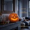 Pumpkin Lantern for Holiday Halloween LED Lantern, Scary Face Glowing Plastic Ambiance Light Lamp, Battery Operated Table Ornament Home Party