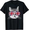 NEW Cat Sunglasses British Flag England Gift T-Shirt - MADE IN USA
