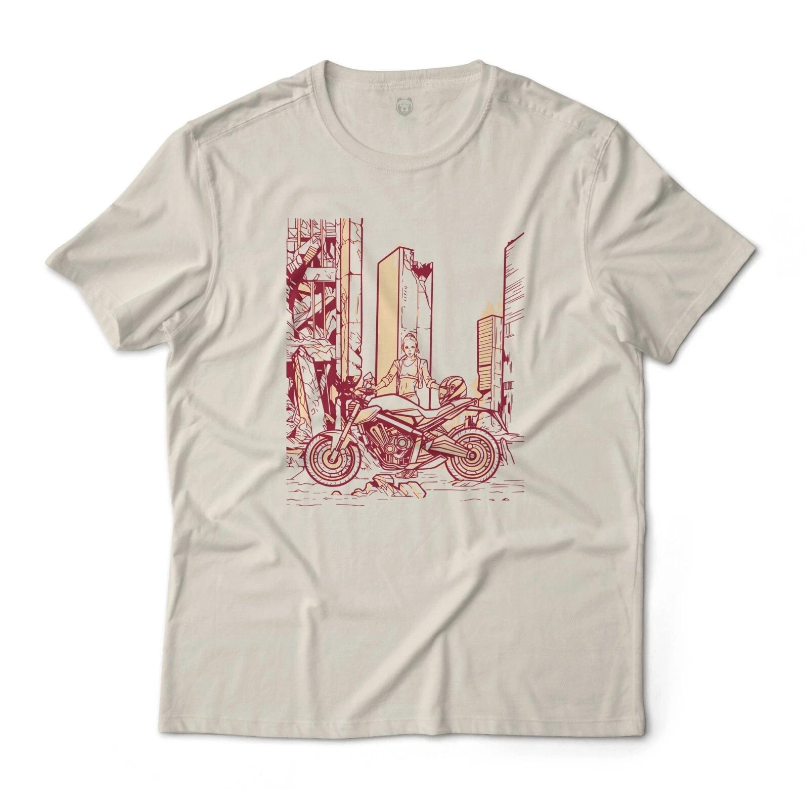 Post Apocalyptic Biker Girl Aesthetic Graphic T-T-Shirt Unisex Lightweight Cotton M