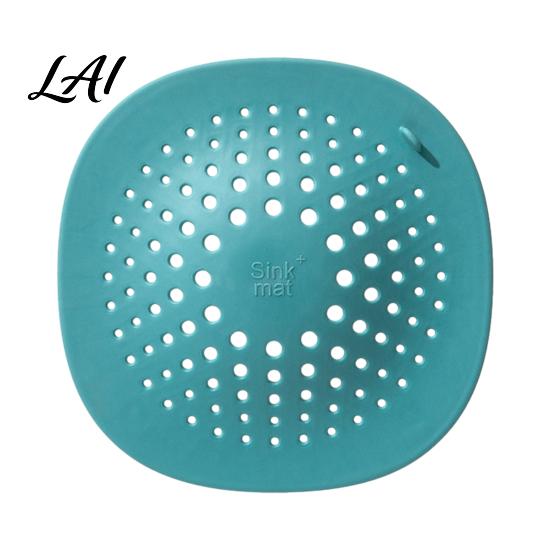 Bathroom Hair Catcher Kitchen Sink Strainer Mat with Suction Cup Food Residue & TPR Drain Filter Floor Cover Anti Clogging Mesh for Odor Proof