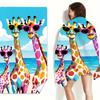 1pc Farmhouse Style Giraffe Print Beach Towel, Super Absorbent Microfiber,, Knit Fabric, Animal Theme, Summer Holiday,