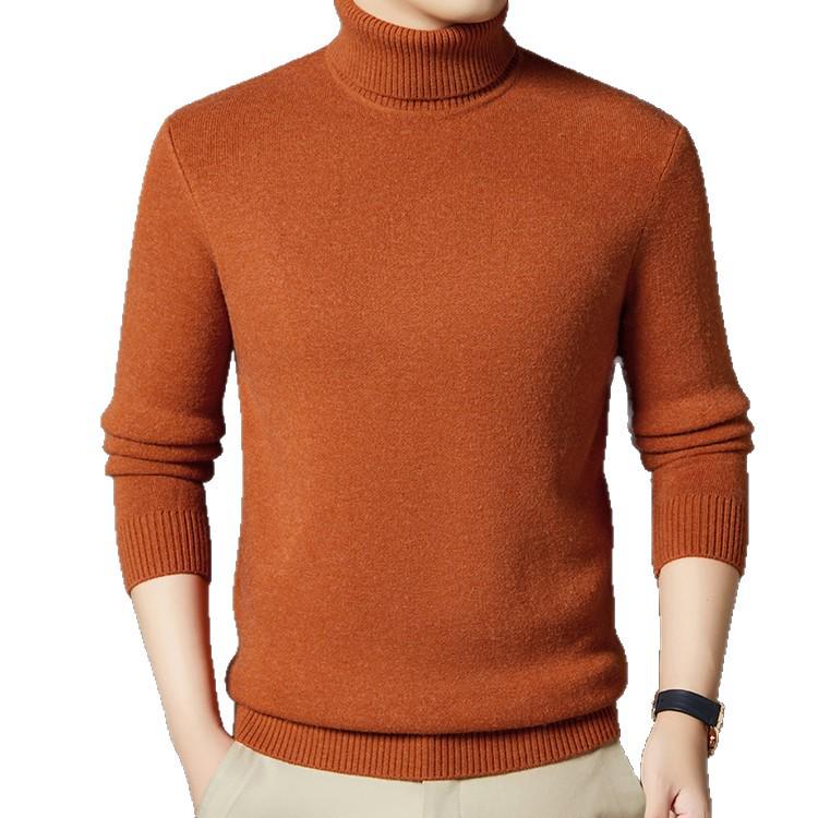 Men's Thick Wool High Neck Sweater - Autumn/Winter Solid Color Knitwear
