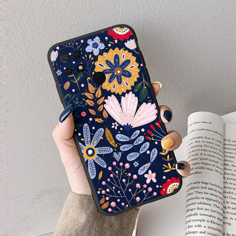 Case For Redmi 10 10C 10A Cute Heart Flower Back Cover Soft Silicone Matte Protective Funda For Xiaomi Redmi 10C Redmi10 Bag