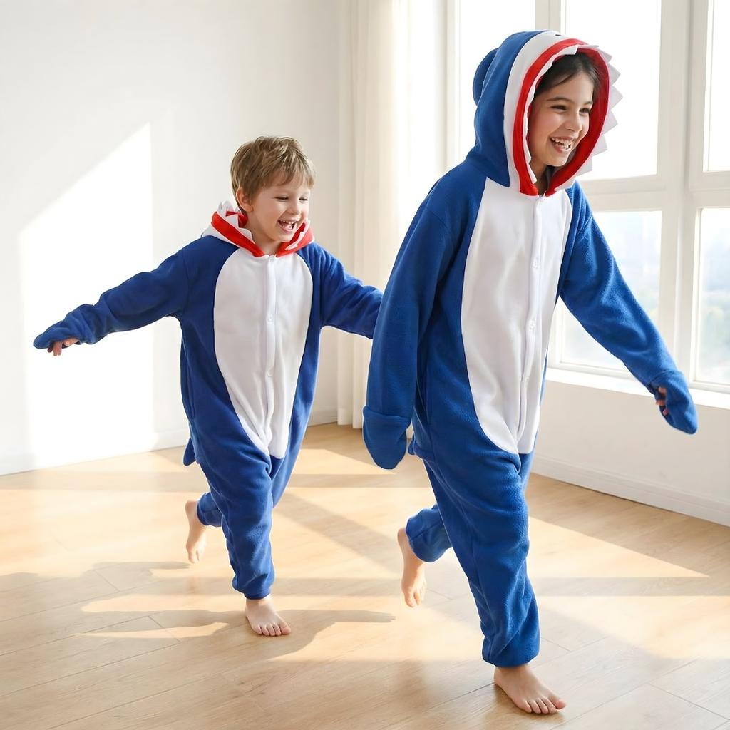 Piżama Onesie Kigurumi Kostium Przebranie Granatowy Rekin Dzieci 135-145Cm
