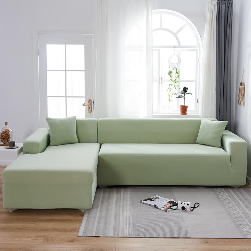 Solid Color Stretch Sofa Cover for Living Room Elastic Slipcovers  Couch Cover L Shape Armchair Cover Single/Two/Three/Four Seat