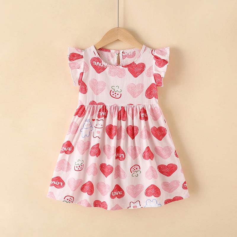 Girls Summer Floral Rayon Spaghetti Strap Princess Dress Kids Beach Sundress Cotton Silk Casual Party Wear