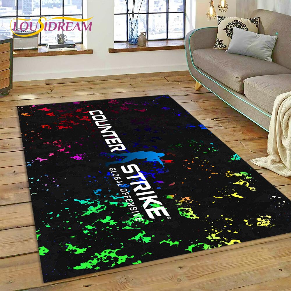CS GO, Counter Strike Spiel Gamer HD Teppich für Wohnzimmer Schlafzimmer Dekoration, Bodenteppich rutschfeste Dekoration für Sofa Fußmatte Geschenk