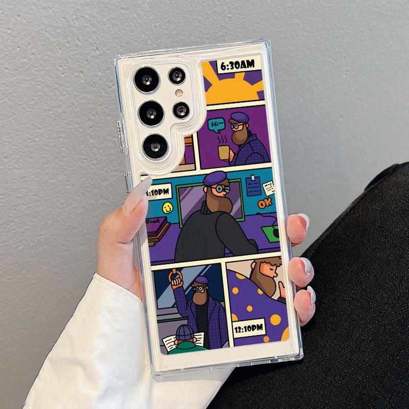 Handyhülle mit Zeichentrickfigur für Samsung S24ultra-Transparente Acryl-Hartschale Stoßfest Kreative Hülle für Samsung S24/S23/S22/S21/Ultra/Plus