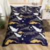 Japanese Ukiyoe Bedding Set White Fox Blossoms Floral Duvet Cover Polyester Galaxy Exotic Animal Comforter Cover Twin Queen Size