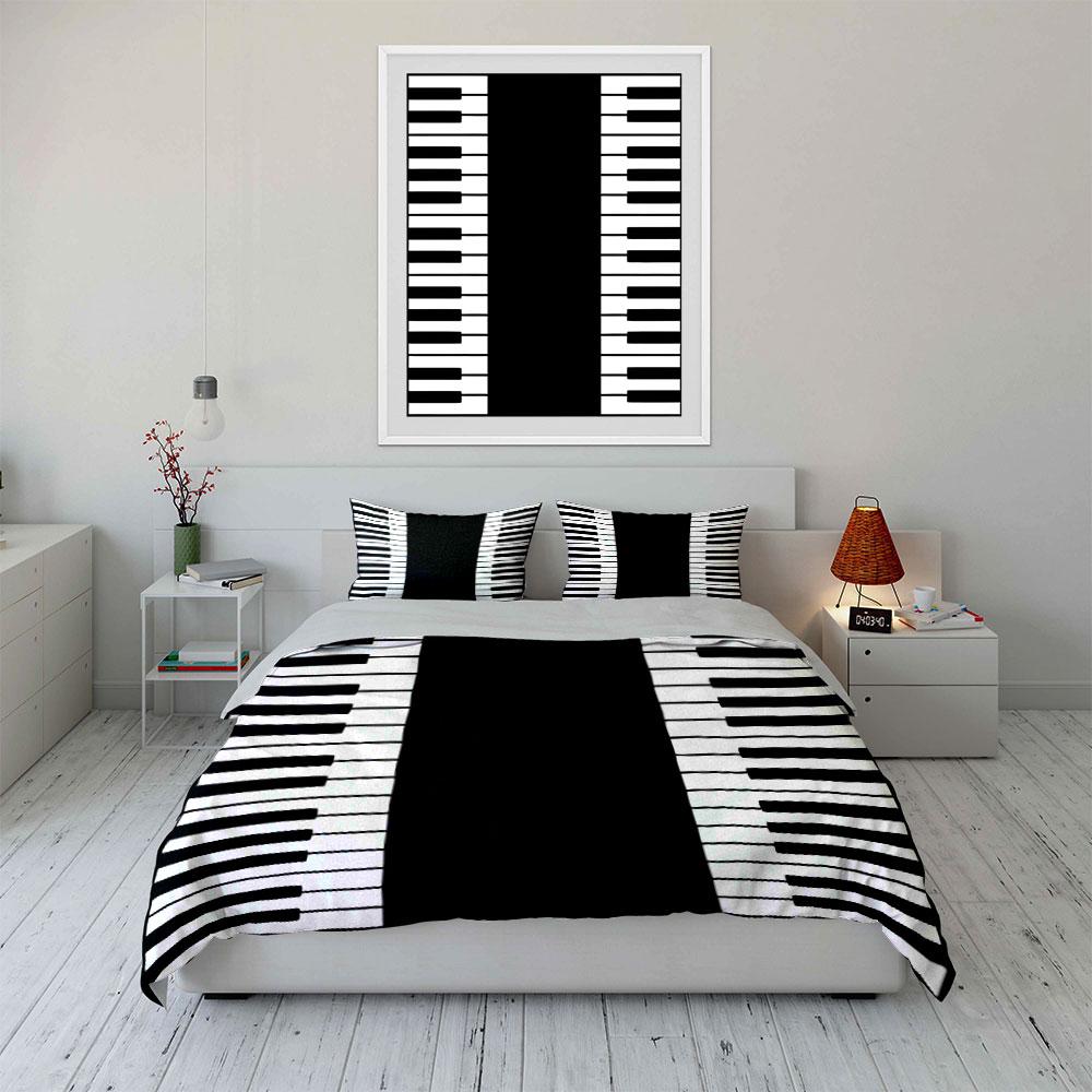Piano keyboard pattern. Bedding sets Duvet cover sets Duvet covers Pillowcases(1*Duvet Cover 2*Pillowcases without duvet insert)