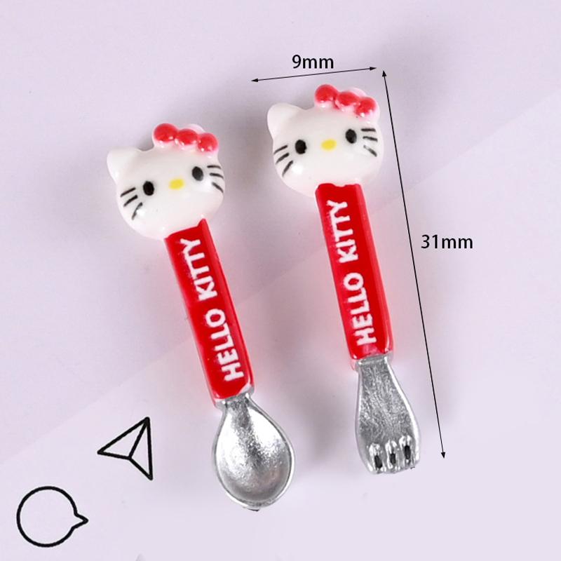 4Set Simulation Toy Dollhouse Furniture Mini Cutlery Doll Accessory Hello Kitty Fork Spoon Miniature Cookware