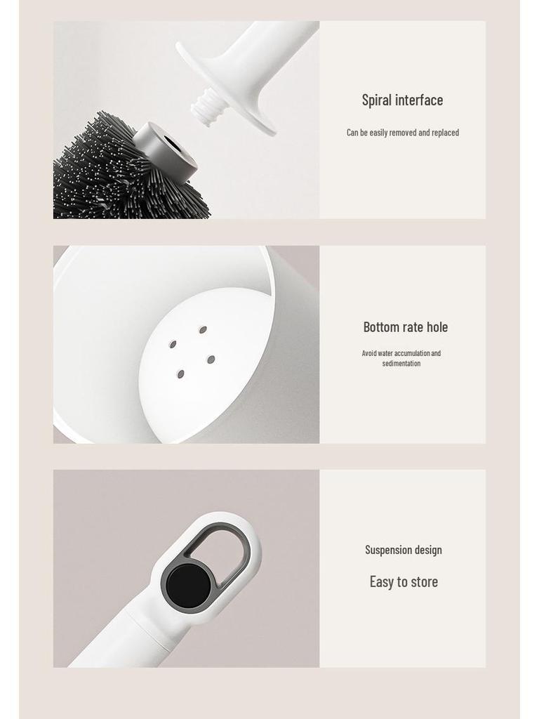 Wall-Mounted Bathroom Toilet Brush Set with Long Handle and Base - New Model for Efficient Cleaning