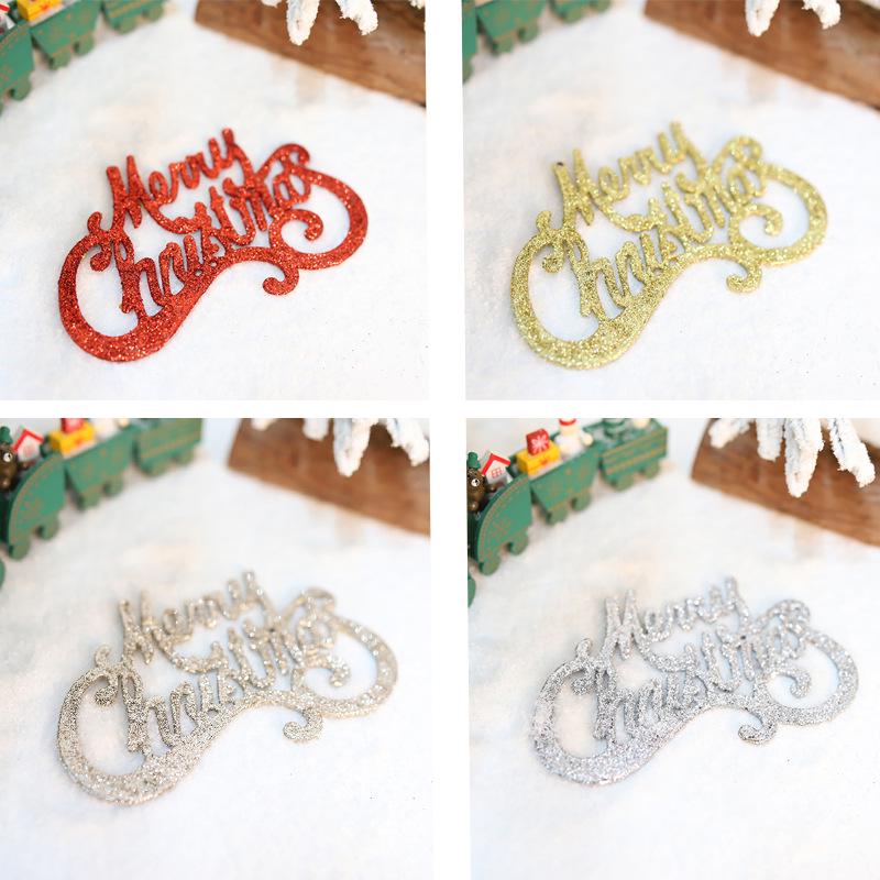 Gold Glitter Merry Christmas Letter Pendant Ornament for Tree Decoration