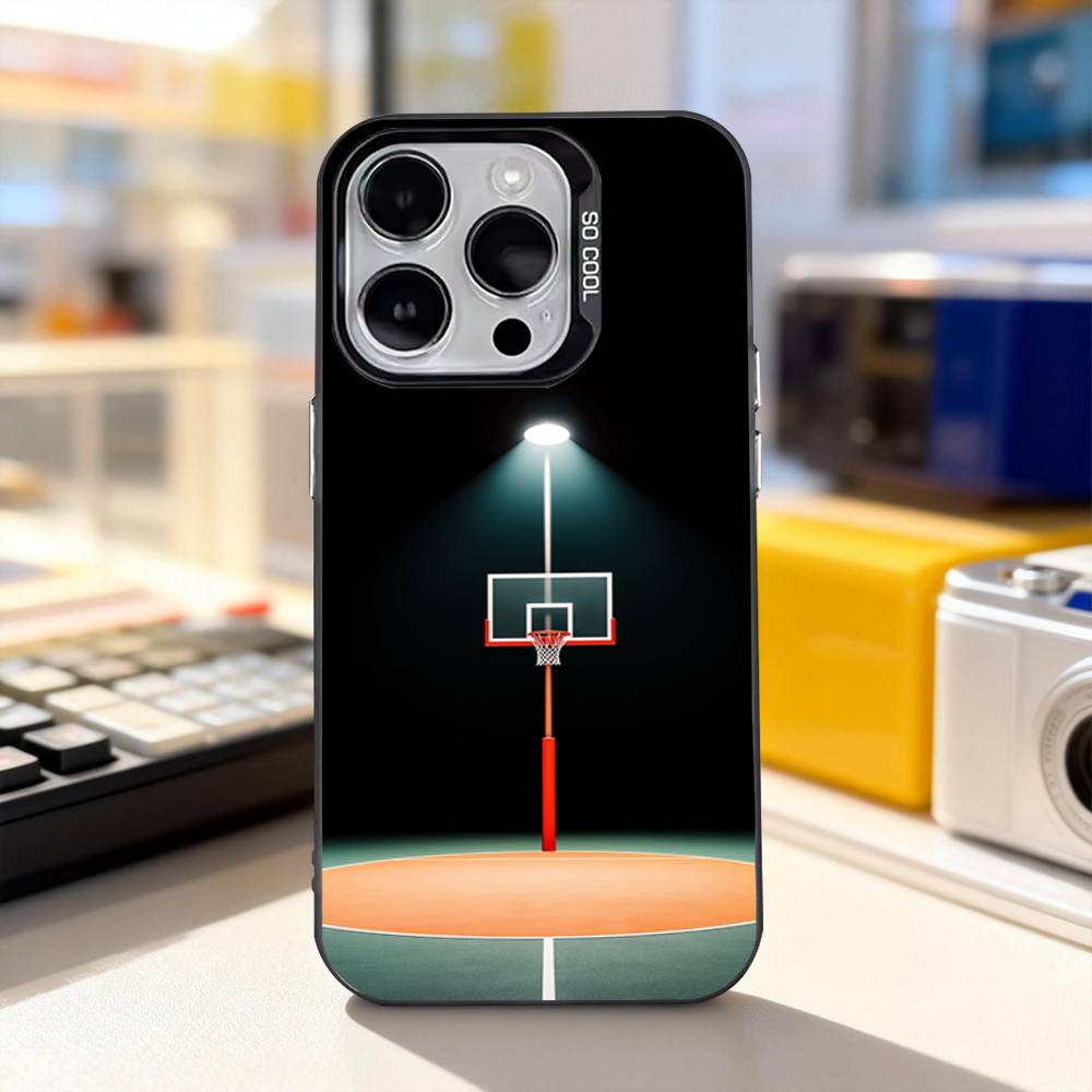 

Basketball Court Basketball Phone Case For iPhone 17,16,15,14,13,12,11,Pro,XS,Max,Plus,Mini,SE4,E Black Matte Shockproof Cover iPhone16