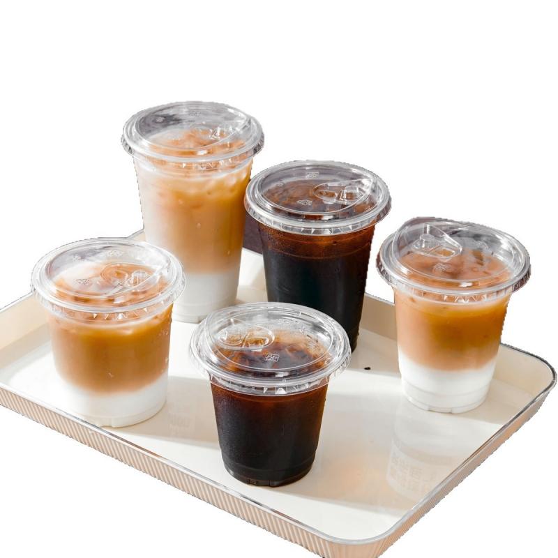 16oz 20 Stück Klare Plastik-Kaffeebecher mit Geraden Trinkdeckeln, Einweg-Lebensmittelsichere Smoothie-Becher für Kalte Getränke, Saft