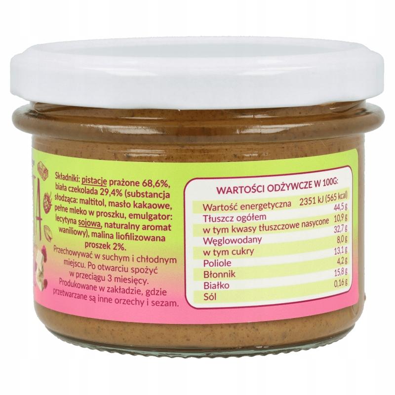 Pistachio paste with white chocolate and raspberries 150g Krukam