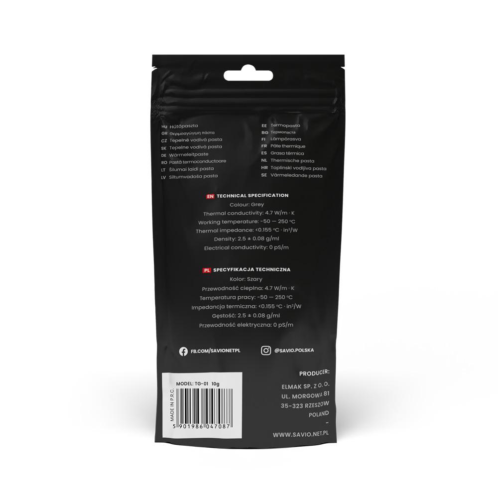 Thermal paste SAVIO TG-01 4G, 4.7W/-K, 4g