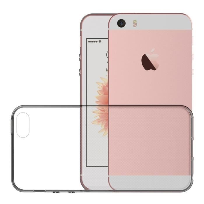 Hülle und Displayschutz - Phonillico® - iPhone SE (2016) - Silikon Transparent - Ultra Slim - Gehärtetes Glas