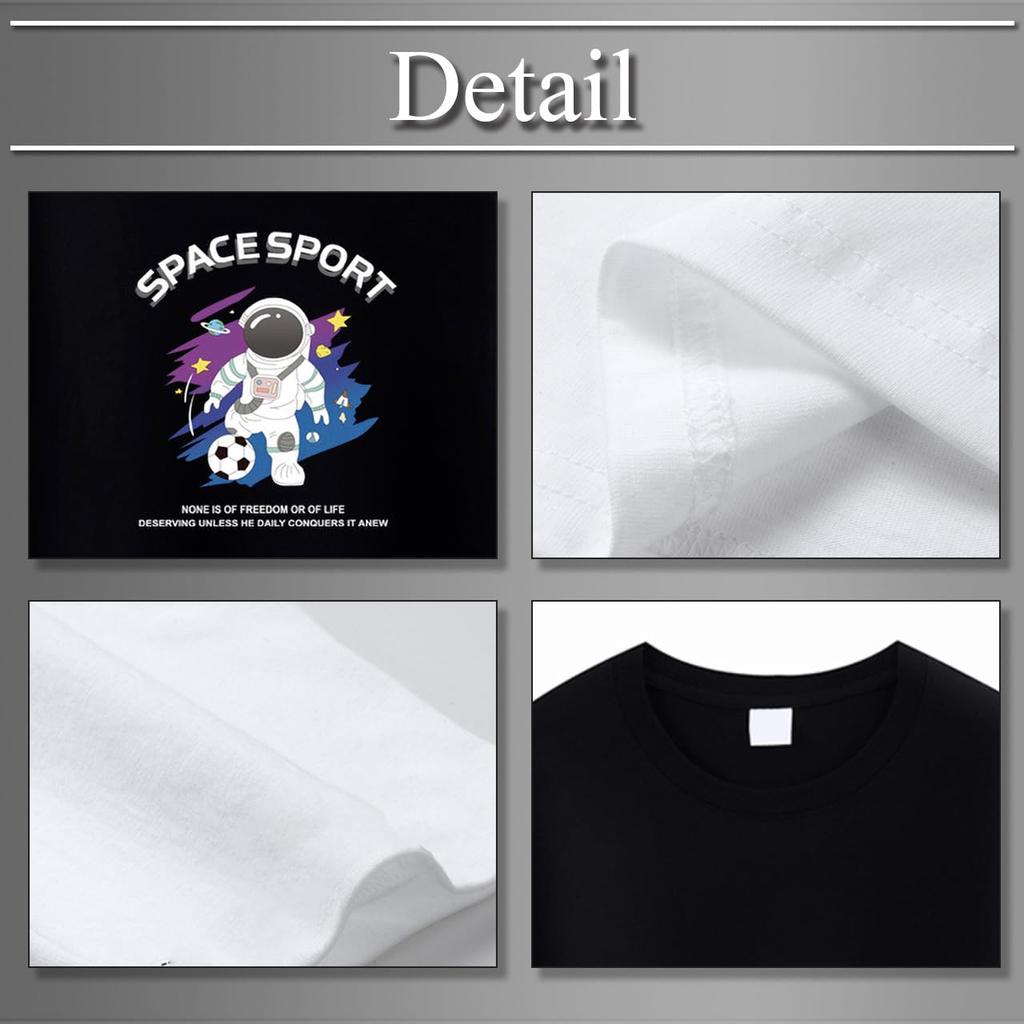 Buzz Selection TSL055 Long Sleeve T-Shirt with Space Suit Soccer Logo Print for Men and Women (Black, XL)