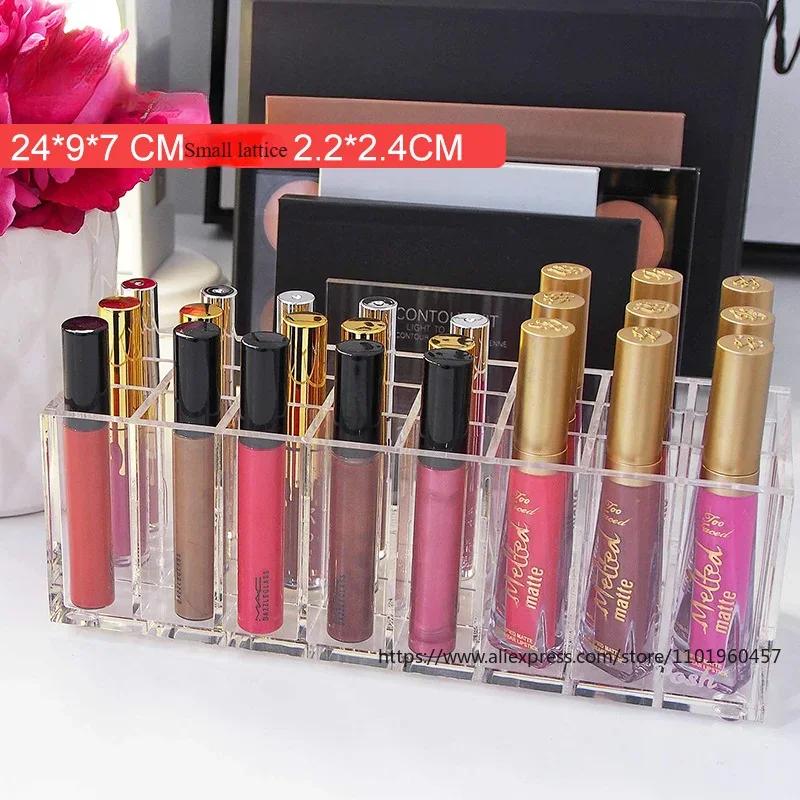 24 mřížek, akrylový organizér na rtěnku, nádoba na lesk na rty, plastová krabička na laky na nehty, držák na make-up, stojan na kosmetiku
