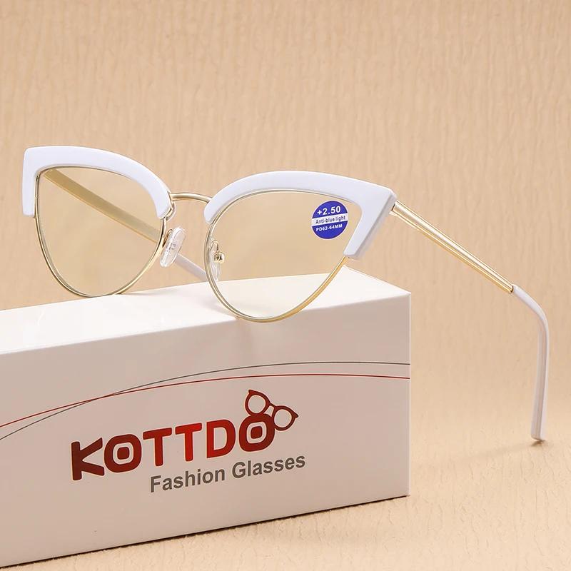 Women Cat Eye Anti Blue Light Metal Reading Glasses+1.0+1.5+2.0+2.5+3.0+3.5+4.0